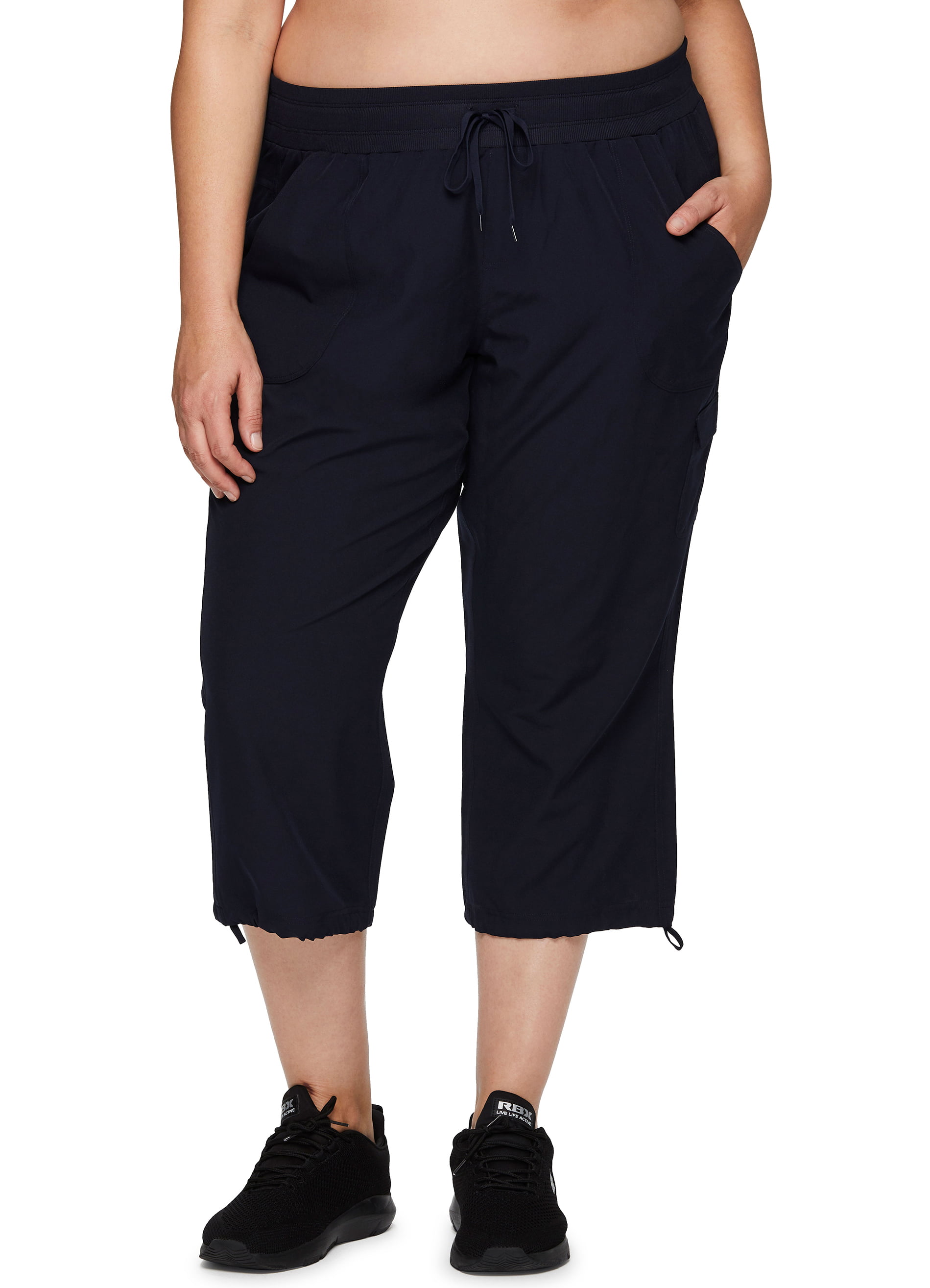 RBX Active Women's Plus Size Relaxed Lightweight Woven Cargo Capri Pant ...