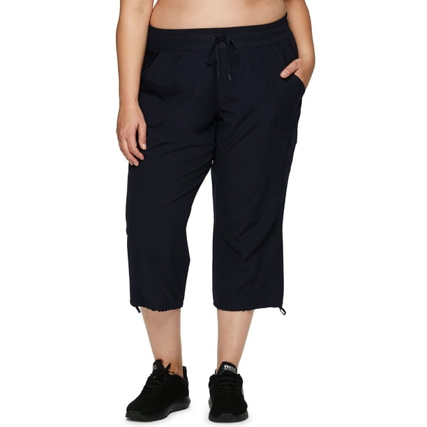 RBX Active Women's Plus Size Relaxed Lightweight Woven Cargo Capri Pant
