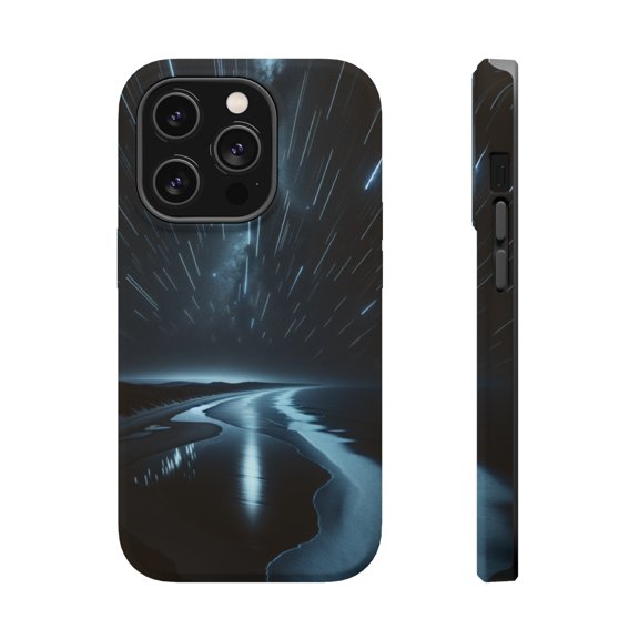 DistinctInk Tough Case for Apple iPhone 13 PRO (6.1" Screen), Compatible with MagSafe Charging - "Glimmering Trails: A Majestic Night's Embrace"