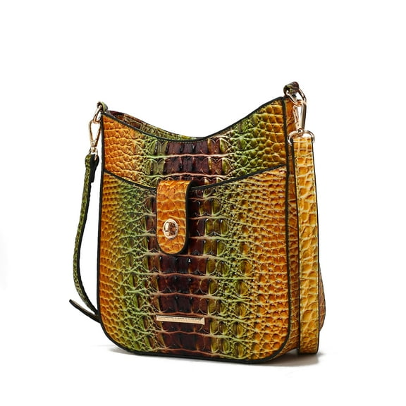 MKF Collection Giovana Women's Crossbody Bag, Gradient Crocodile Vegan Leather Handbag by Mia K - Brown