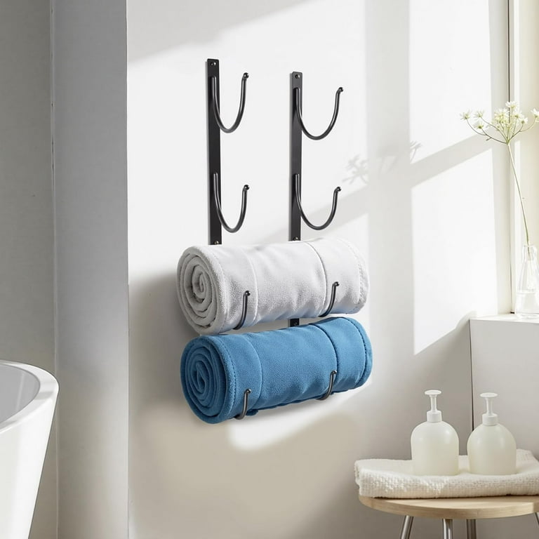 Bathroom Roll Towel Rack: 4-layer wall-mounted towel storage rack