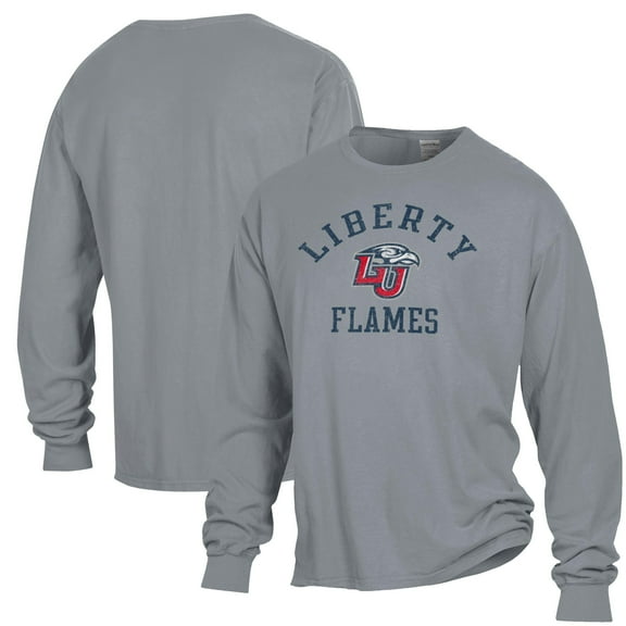 Men's ComfortWash Gray Liberty Flames Arch Logo Garment Dyed Long Sleeve T-Shirt