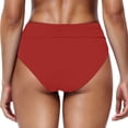 thumbnail image 4 of FchengtaiS Women Mid Rise Bikini Bottoms Full Coverage Swimsuit Ruched Swim Bottom, 4 of 6