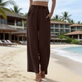 thumbnail image 5 of Delayuji Womens Linen Pant Daily Elastic High Waist Straight Leg Pant Solid Color Casual Pants Loose Long Trousers, 5 of 5