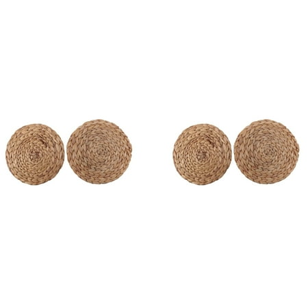 

Natural Handmade Straw Woven Placemat Wooden Round Braided Mat (9.84Inch Grass Mat-4 Pack)