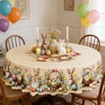 thumbnail image 5 of 60 Inch Easter Tablecloth,Easter Table Cloth Round Table,Easter Table Cover,Waterproof Fabric Spring Flowers,Bunny Table Cloths For Easter Indoor Outdoor Kitchen Dining Decorations, 5 of 6