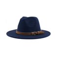 thumbnail image 1 of Sombrero de fieltro Minnieouse para mujer decorativo de ala ancha cómodo transpirable otoño invierno Azul marino 56-58cm, 1 of 6