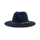 thumbnail image 1 of Minnieouse Sombrero de fieltro para mujer, gorro decorativo de ala ancha, cómodo, transpirable, para otoño e invierno, gorros a prueba de viento Accesorio para el cabello Azul marino 58-61cm, 1 of 6