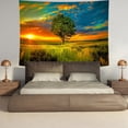 thumbnail image 1 of Tapiz para colgar en la pared con forma de árbol de la vida al atardecer, 150 x 130 cm, piel de melo, 1 of 3
