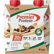 Premier Protein Shake, Café Latte, 30g Protein, 1g Sugar, 24 Vitamins & Minerals, Nutrients to Support Immune Health, 11 Fl Oz, 4 Count--Packaging May Vary