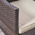 thumbnail image 3 of Gabriella Outdoor 3 Piece Wood and Wicker Bistro Set with Cushions, Teak, Multi Brown, Beige, 3 of 7