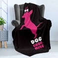 thumbnail image 4 of Chihuahua Soft Flannel Fleece Throw Blanket, Dog Grooming Typography and Puppy Standing with Funny Hair Bow, Cozy Plush for Indoor and Outdoor Use, 70" x 90", Charcoal Grey Hot Pink, by Ambesonne, 4 of 5