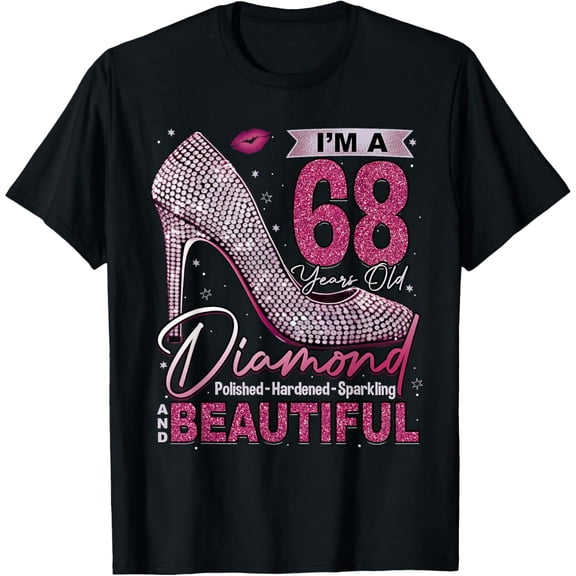 Pink Glitter Diamond High Heel 68 Years Old Women Birthday T-Shirt