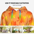 thumbnail image 4 of Uemuo Fall Maple Leaves Pattern Women's Hoodie with Eye-catching Drawstrings- Casual Pullover Hoodie with Kangaroo Pocket, Stylish Hooded Sweatshirt-XX-Large, 4 of 7