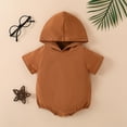 thumbnail image 2 of Baby Boys Girls Solid Color Oversized Short Sleeve Adorable Hooded Jumpsuit Bodysuit Size 12 M-18 M, 2 of 7