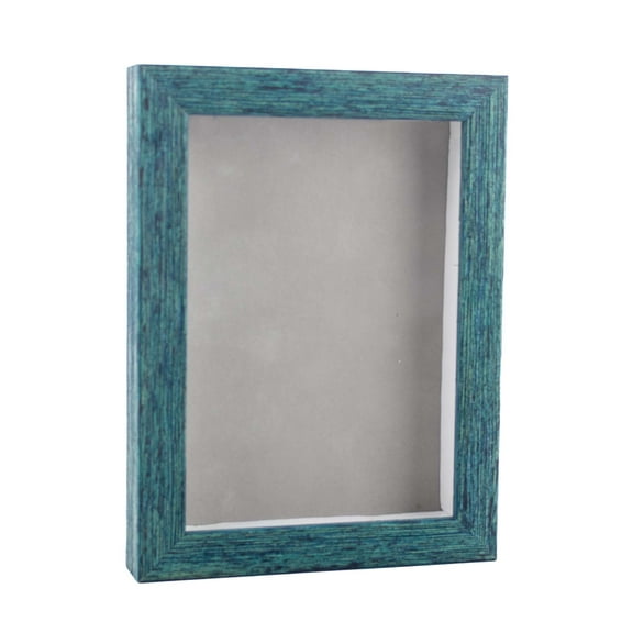 11x17 Distressed Blue Shadowbox Frame - Interior Size 11x17 with 15/16" Usable Depth - Light Grey Acid-Free Suede Backing