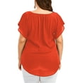 thumbnail image 5 of MAWCLOS Women Sexy Plus Size Tops V Neck Short Sleeve Tunic Blouse Lace Splicing T-shirt Tee for Summer, 5 of 5