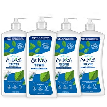 St. Ives Renewing Hand & Body Lotion Moisturizer For Dry Skin Collagen Elastin Made With 100% Natural Moisturizers, 21 Oz 4 Pack.