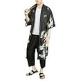 thumbnail image 3 of YM YOUMU Men Japanese Loose Long Kimono Yukata Outwear Bathrobe Cardigan Tops, 3 of 5