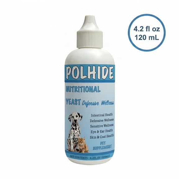 POLHIDE Nutritional Yeast Dog and Cat Probiotic Supplement, 5 Billion CFU/mL, Digestive Support Drops, 4.2 fl oz / 120 mL, Chicken Flavor