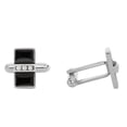 thumbnail image 2 of Mancuernilla con Cristal Fino Europeo en forma de Domino–  Bañado en Rodio– Mancuernilla Elegante y Brillante-Mancuernilla de Moda– Regalo especial Ortiz Espinosa Temporada, 2 of 2