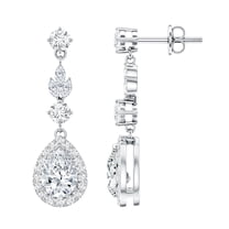 Rosec Jewels Moissanite Dangle Earrings for Women - 5X7 mm Pear Shape Moissanite Earrings in Silver - D-VS1 Grade - Gift for Valentines