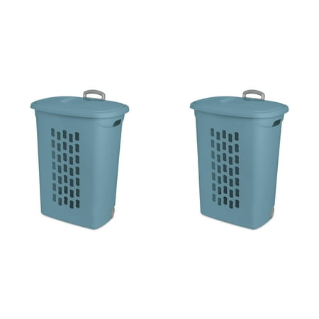 Sterilite Ultra™ Wheeled Plastic Laundry Hamper, Cool Water, Set of 2