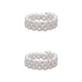 thumbnail image 3 of Thinsony Femmes Chic Perle Strass Stretch Bracelet Mariage Bal pour Mariée Blanc 3 Rangée 2Set, 3 of 6