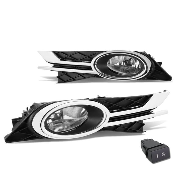 DNA Motoring For 14-16 Honda Odyssey Clear Lens Driver Fog Light Lamps Pair w/Switch Wiring Bezel
