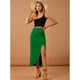 thumbnail image 3 of Unique Bargains Jupe Longue Décontractée pour Femmes Taille Élastique Fendue Asymétrique, 3 of 7