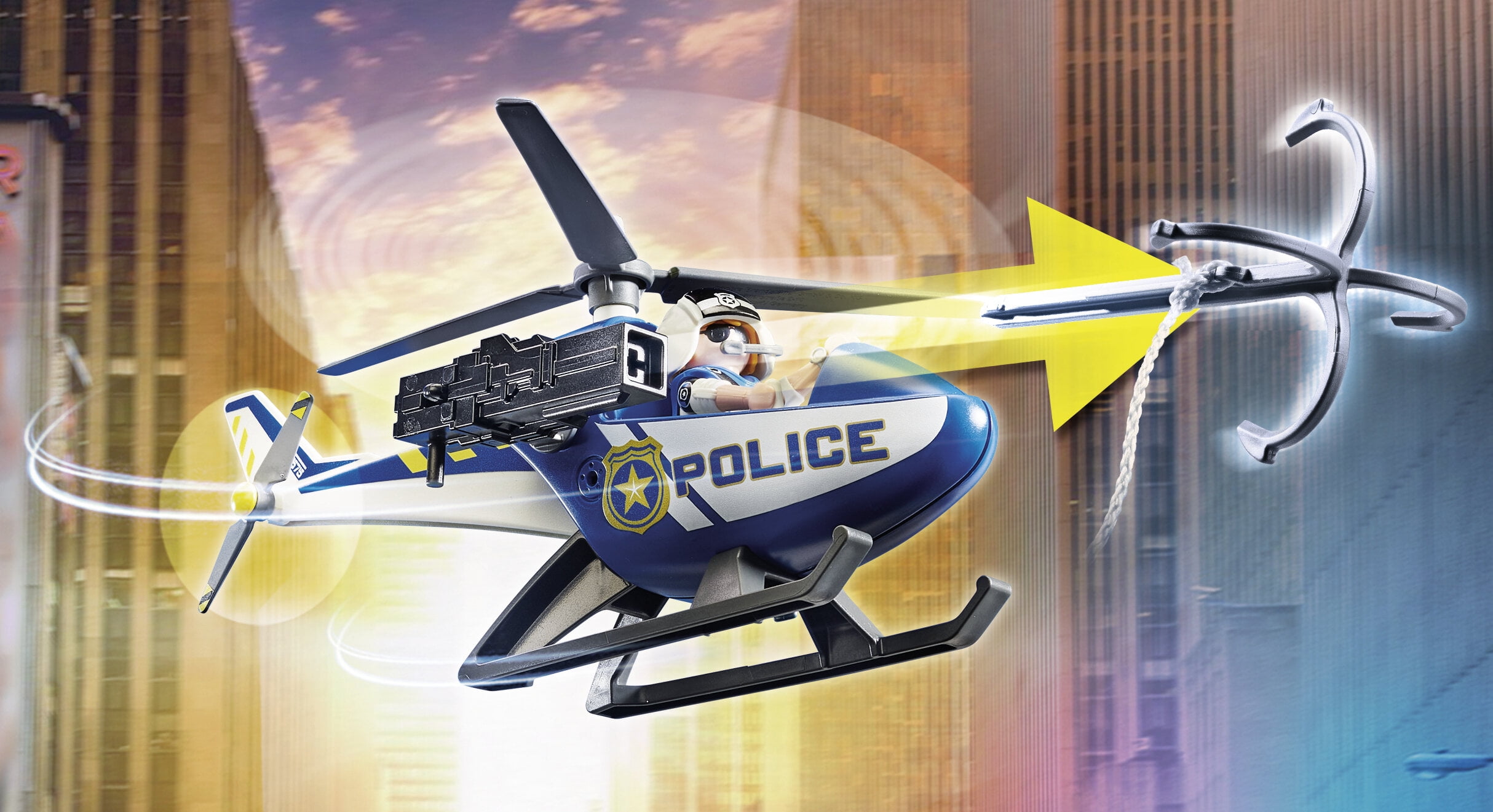 PLAYMOBIL City Action Truck Bandits And Police Officer 70575 Helicopter