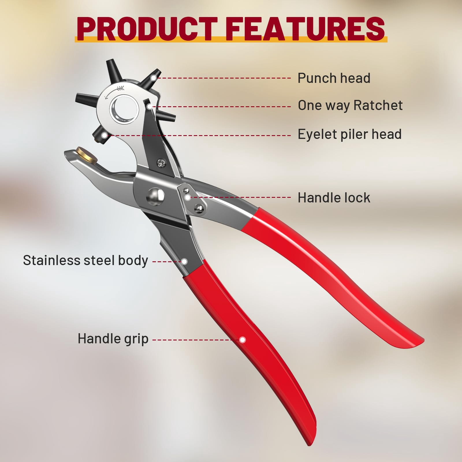 Grommet Kit, Grommet Tool Kit 3/8 Inch Grommets Eyelet Plier Set with 500pcs Eyelets, Handheld Eyelet Kit Hole Punch Pliers Grommet Press Kits for Fabric Tarps Leather (10mm Grommets)