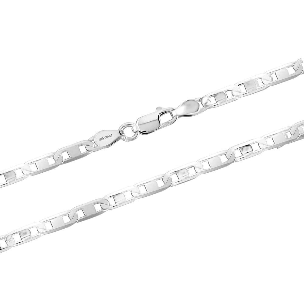LeCalla 925 Sterling Silver Chain Necklace for Men and Women, 3MM Italian Mariner Link Chain Necklace 22" Inch Jewelry Gifts-Ready
