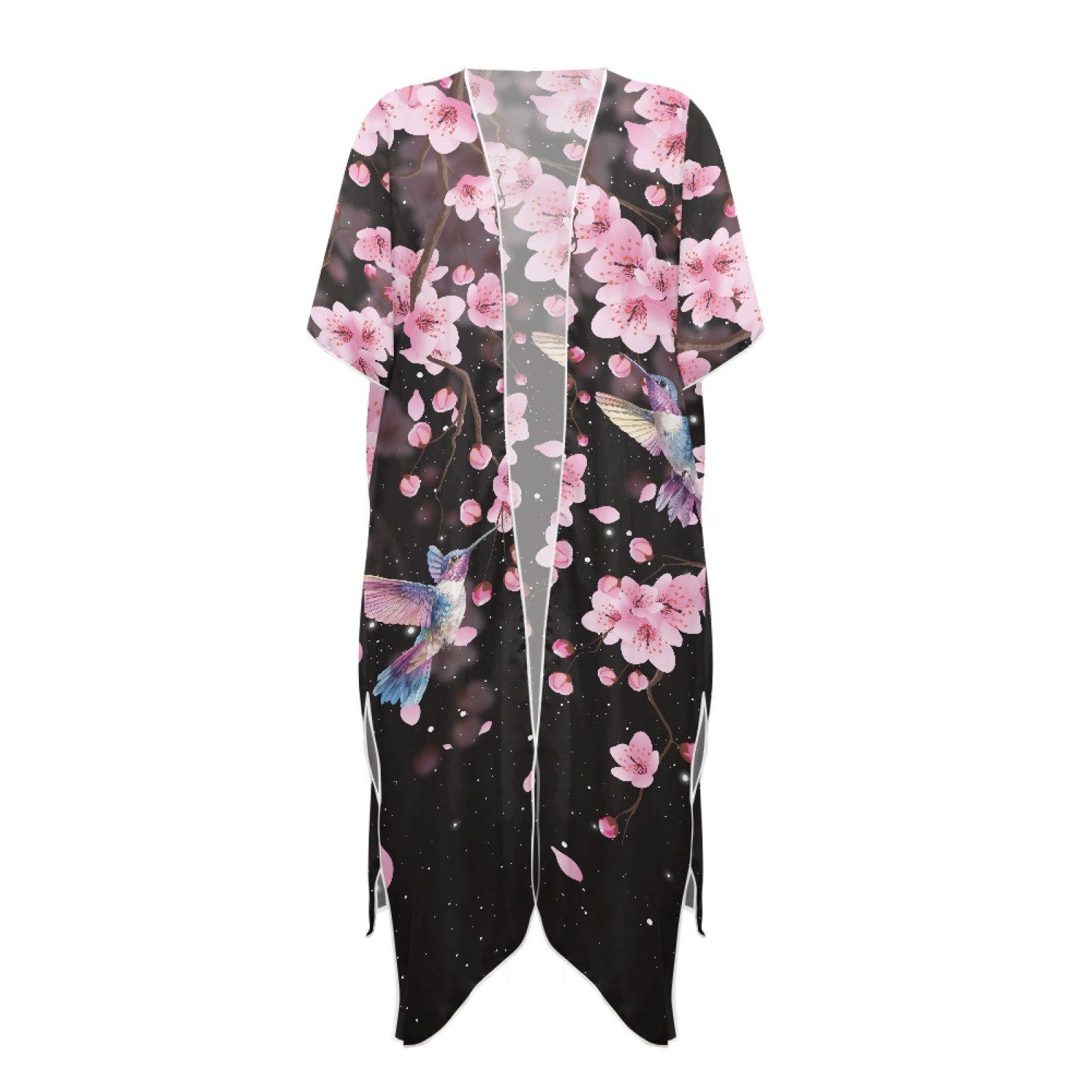 Paréo Cardigan Long Femme Imprimé Floral - Couvre-maillot Plage, Léger, Polyester, Taille Unique