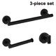 thumbnail image 1 of Juego de accesorios de baño, juego de accesorios de baño negro mate de 3 piezas, barra de toalla de montaje en pared, soporte de papel higiénico, anillo de toalla, resistente, 1 of 5