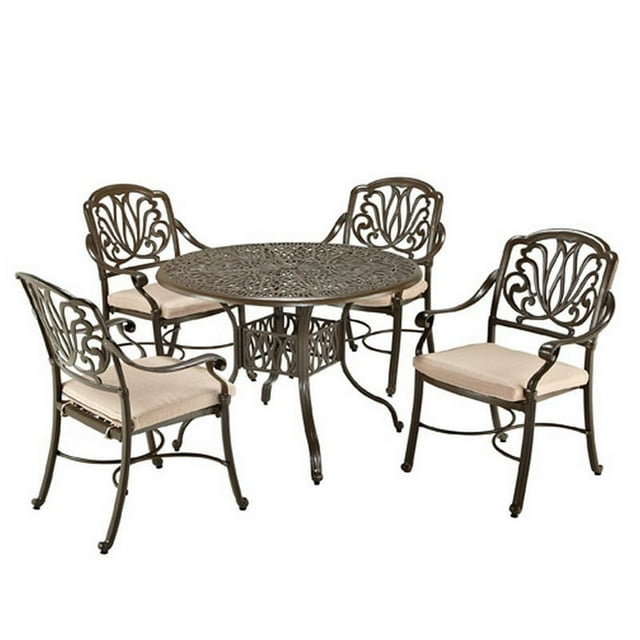 Homestyles Capri Ensemble de Salle à Manger Extérieur 5 Pcs en Aluminium Taupe