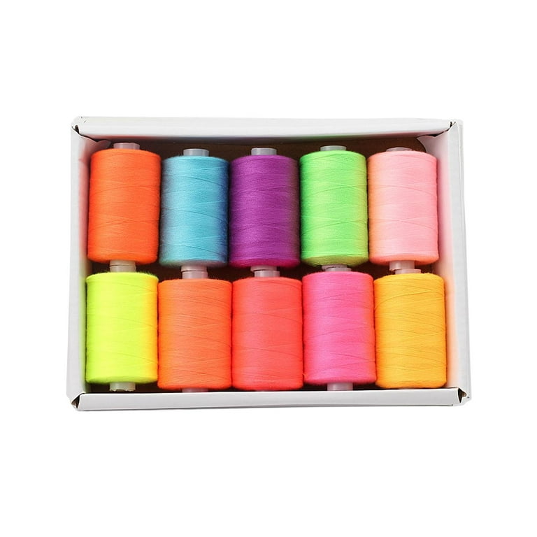 Neon sewing Thread - 6 Cone Set Kit - Sewing Polyester - 600M —