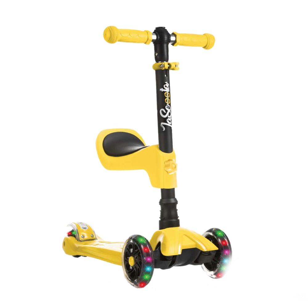 Adjustable Height w/Extra-Wide Deck PU Flashing Wheels for Children from 2-14 Years Old Lascoota 2-in-1 Kick Scooter with Removable Seat Great for Kids & Toddlers Girls or Boys 