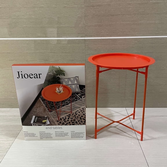 Jioear end tables,Garden End Table Outdoor Side Table, Small Patio Table Metal Side Table, Round Folding Side Table, for Outdoor and Living Room,28"D x 20"W x 24"H