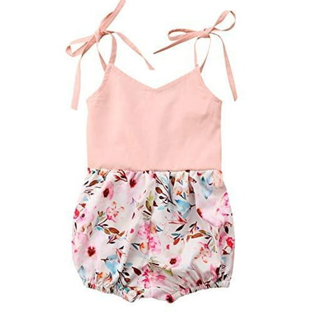 

Styles I Love Baby Girls Floral Printed Sleeveless Pink Sunsuit Romper Spring Summer Jumpsuit Outfit