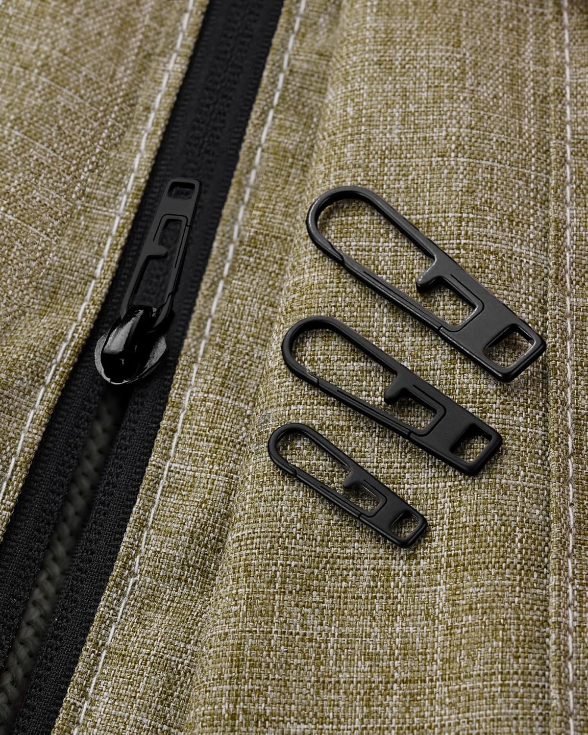 VIPERADE VAT1 Heavy Duty Titanium Zipper Pulls Replacement, Universal Zipper Pull Tab Repair Kit for Jackets, Coats, Suitcases, Luggage, Backpacks, Handbags and EDC Pouches (6 Black, 2S+2M+2L)