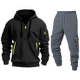thumbnail image 3 of MLQIDK Mens Big and Tall Track Suits 2 Piece Set Athletic Workout Gym Casual Fleece Hoodie and Cargo Sweatpants Sweatsuits Winter Jogging Sweat Suits Lounge Outfit White S, 3 of 5