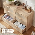 thumbnail image 6 of LEYAOYAO Boho Rattan Dresser Set of 3, 5 Drawer Dresser, 6 Drawer Chest and 3 Drawer Nightstand, Rustic Wood Bedroom Furniture, Natural Wood, 6 of 10