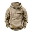 thumbnail image 2 of LOVZFMLL Hoodies for Men, Solid Cargo Hooded Sweatshirt with Multiple Pockets, Casual Athletic, Loose Fit Pullover Fall Clothes, 2 of 6