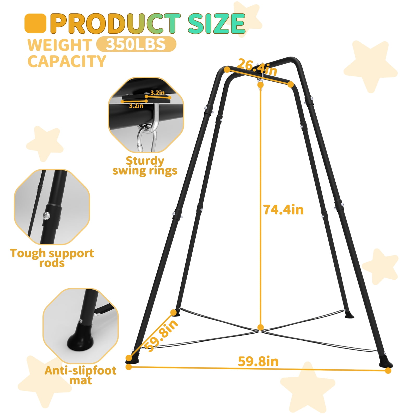 G TALECO GEAR Sensory Swing with Stand and Pod Swing, Metal Hammock Stand Outdoor, X-Shaped Swing Set for Backyard, Sensory Chair for Kids &Adults, 330LBS, Mint Green
