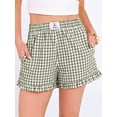 thumbnail image 5 of ANRABESS Womens Ruffle Boxer Shorts Pajama Gingham Shorts Summer Casual Lounge Sleep Plaid Beach Bottoms Pockets 2026 Trendy Army Green White Plaid XX-Large, 5 of 9