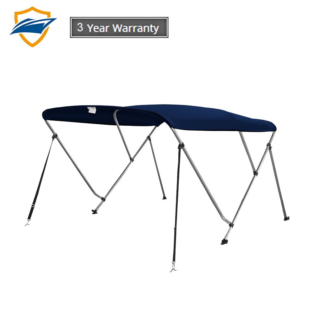 Seamander 3 Bow Bimini Top Boat Cover with Rear Support Pole and