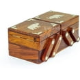 thumbnail image 2 of Nagina International Fold-able Brass Inlaid Beautiful Rosewood Handmade Sliding Storage Box | Trivial & Jewelry Storage Box (Elephant), 2 of 4