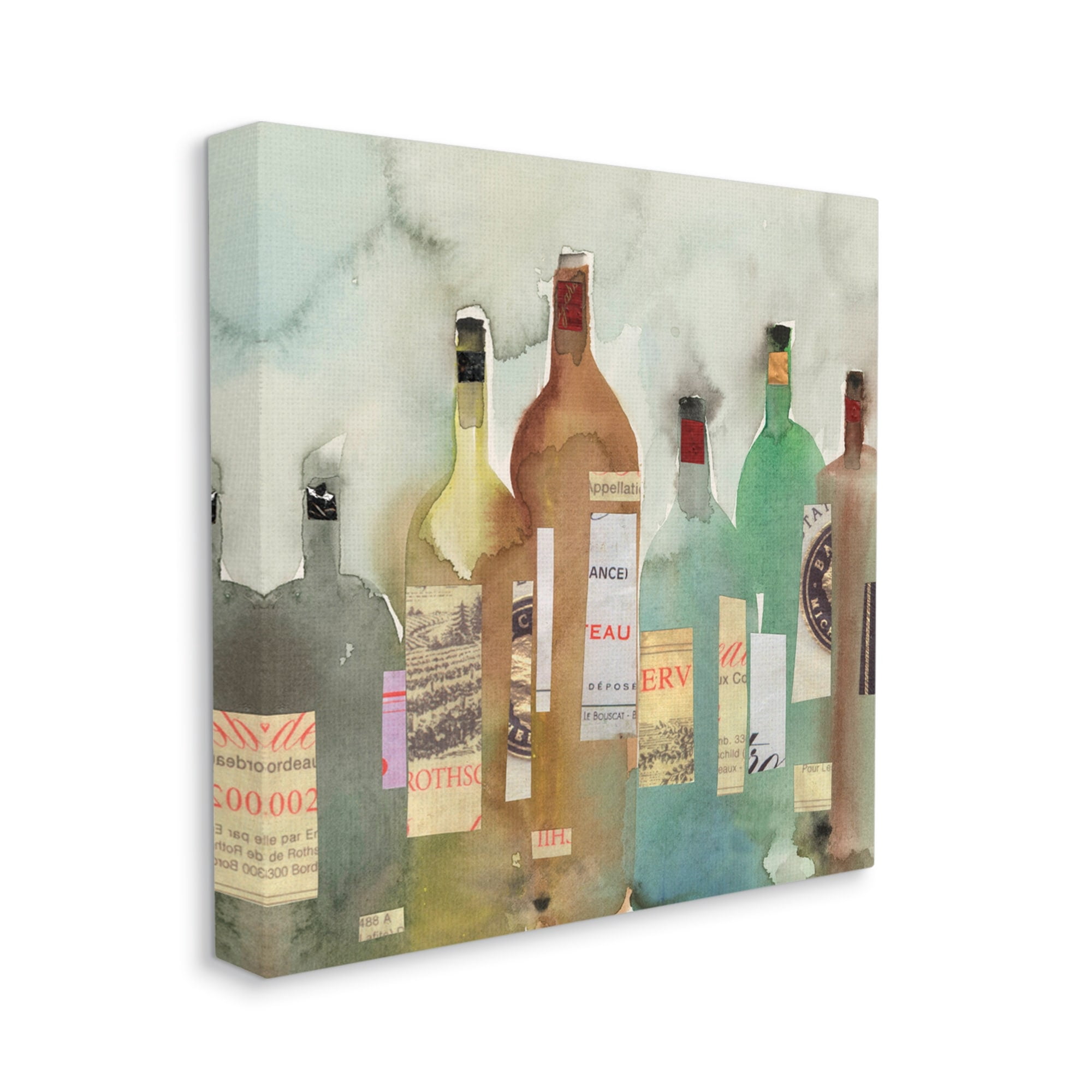 Stupell Industries Classic Wine Liquor Bottles Watercolor Collage, 24 x 24, Design by Samuel Dixon