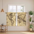 thumbnail image 3 of Beige Map Tier Curtains, Retro Farmhouse Abstract Illustration Art Light Filtering Kitchen Curtains, 2Pcs Rod Pocket Half Window Treatments Panels for Sink Cafe Cabinet Basement 27.5x45 Inches, 3 of 9